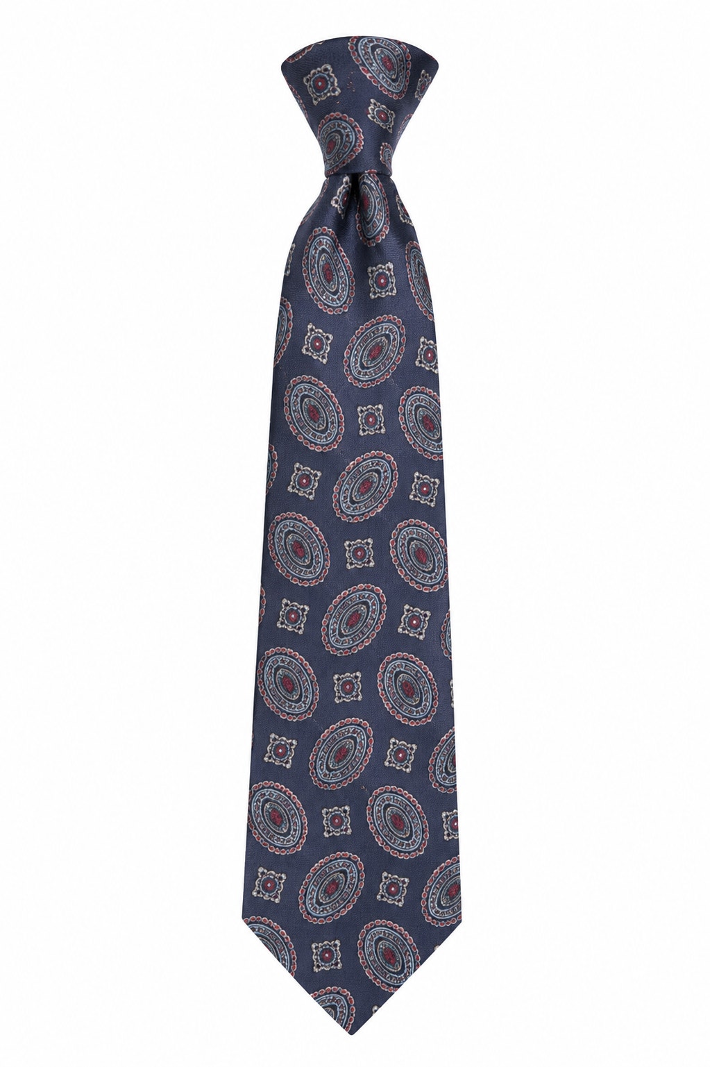 Herve Bernard Pure Silk Tie Blue Paisley Medallion Necktie Classic Mens